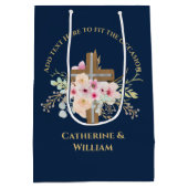 Personalisierte Taufe & Christening Blumenkreuz Mittlere Geschenktüte (Rückseite)