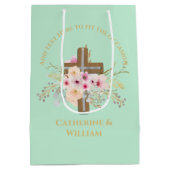 Personalisierte Taufe & Christening Blumenkreuz Mittlere Geschenktüte (Rückseite)