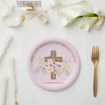 Personalisierte Taufe & Christening Blumenkreuz