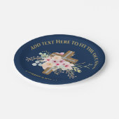 Personalisierte Taufe & Christening Blumenkreuz Pappteller (Schrägansicht)