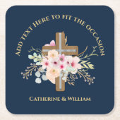 Personalisierte Taufe & Christening Blumenkreuz Rechteckiger Pappuntersetzer (Vorderseite)