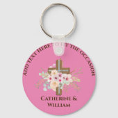 Personalisierte Taufe & Christening Blumenkreuz Schlüsselanhänger (Vorderseite)