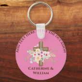 Personalisierte Taufe & Christening Blumenkreuz Schlüsselanhänger (Vorderseite)