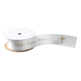 Personalisierte Taufe Christening Chic Gold Cross Satinband