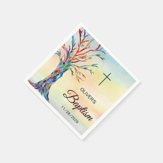 Personalisierte Taufe der Bäume Serviette (Ecke)