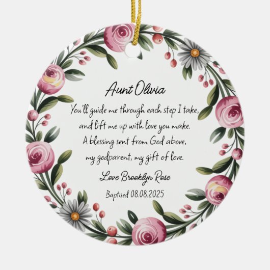 Personalisierte Taufe der Godmattin Vielen Dank fü Keramik Ornament (Vorne)