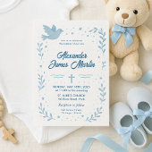 Personalisierte Taufe Einladung mit Dove und Star