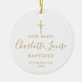 Personalisierte Taufe Foto Gold Signature Girl Boy Keramik Ornament (Vorne)