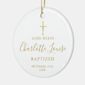 Personalisierte Taufe Foto Gold Signature Girl Boy Keramik Ornament (Links)