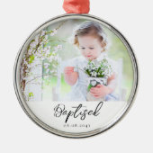 Personalisierte Taufe Foto Keepake Ornament Aus Metall (Vorne)