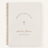 Personalisierte Taufe Geschenk Cross Beige Noteboo Notizblock (Vorderseite)
