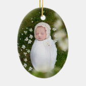 Personalisierte Taufe Girl Bloral Cross zwei Seite Keramik Ornament (Hinten)