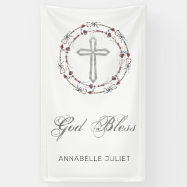 Personalisierte Taufe Gott segne Christliches Kreu Banner