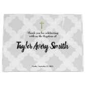 Personalisierte Taufe Gray Gold Cross Baby Große Geschenktüte (Vorderseite)