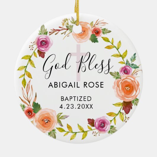 Personalisierte Taufe Keramik Ornament (Hinten)