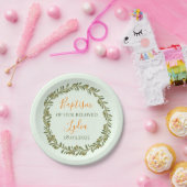 Personalisierte Taufe Kunststoffplatte mit Oliven Pappteller (Party)