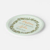 Personalisierte Taufe Kunststoffplatte mit Oliven Pappteller (Schrägansicht)