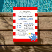 Personalisierte Taufe mit rotem Nautikkrebs Einladung