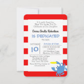 Personalisierte Taufe mit rotem Nautikkrebs Einladung (Vorderseite)