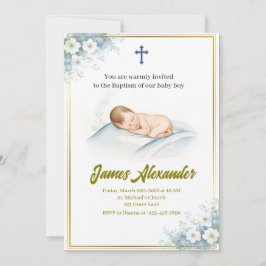 Personalisierte Taufzeremonie Baby Junge Einladung