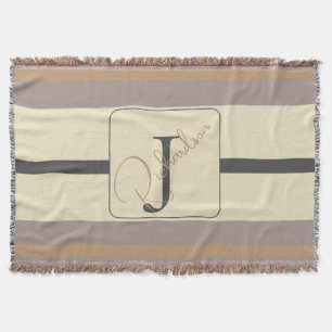 Personalisierte Taupe Gold Streifen Moderne Neutra Decke