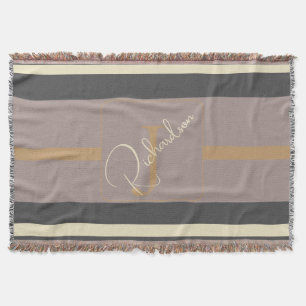 Personalisierte Taupe-Gold-Streifen Moderne Neutra Decke