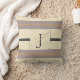Personalisierte Taupe-Gold-Streifen-Moderne-Neutra Kissen