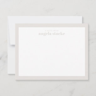 Personalisierte Taupe Retro-Blume Mitteilungskarte
