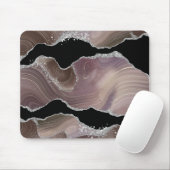 Personalisierte Taupe und Black Agate Silver Glitz Mousepad (Mit Mouse)