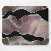 Personalisierte Taupe und Black Agate Silver Glitz Mousepad (Vorne)