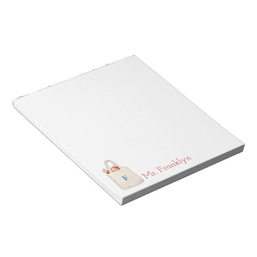 Personalisierte Teacher Wasserfarbe Tasche mit Apf Notizblock (angewinkelt)