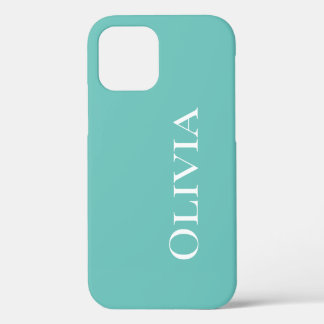 Personalisierte Teal Blau Grün Moderne Typografie iPhone 12 Pro Hülle