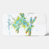 Personalisierte Teal-Libelle Spritzer Case-Mate iPhone Hülle (Rückseite (Horizontal))