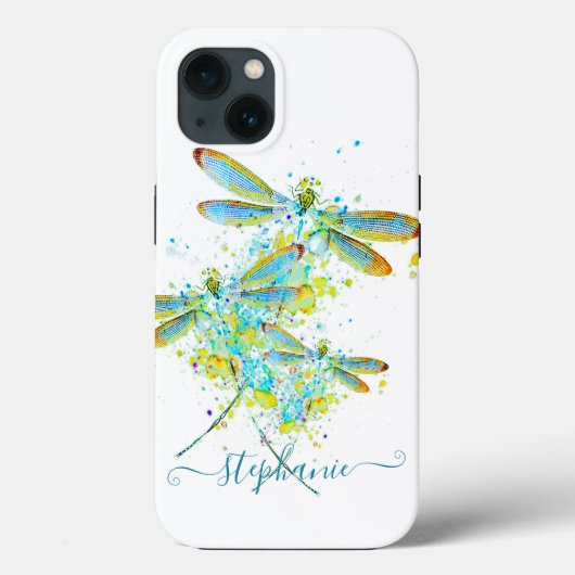 Personalisierte Teal-Libelle Spritzer Case-Mate iPhone Hülle (Rückseite)