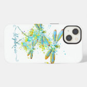 Personalisierte Teal-Libelle Spritzer iPhone Hülle (Rückseite (Horizontal))