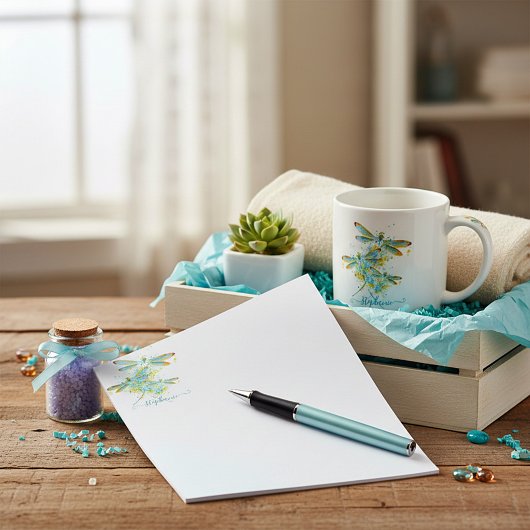 Personalisierte Teal-Libelle Spritzer Notizblock