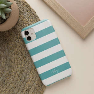 Personalisierte Teal-Streifen iPhone Hülle