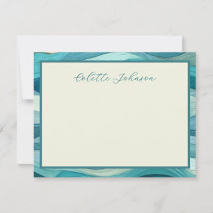 Personalisierte Teal-Wellen-Rand Mitteilungskarte