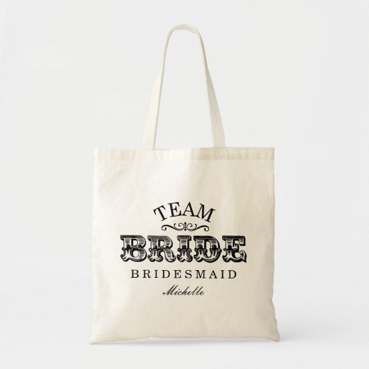 Personalisierte "Team-Braut-" Brautparty-Tasche Tragetasche (Vorne)