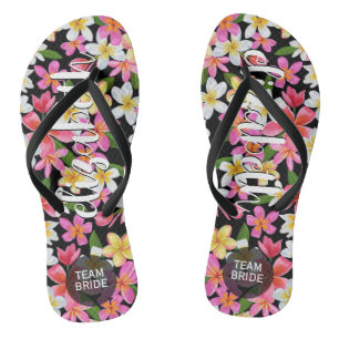 Personalisierte Team Bride Tropical Blume Badesandalen