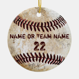 Personalisierte Team-Vintage-Baseball-Ornamente Keramikornament