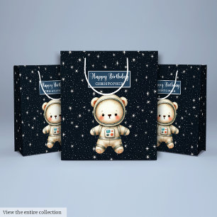 Personalisierte Teddy Astronaut Junge Geburtstagsg Mittlere Geschenktüte