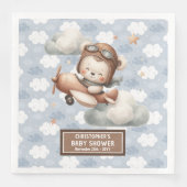 Personalisierte Teddy Bären Pilot Napkins für Baby Serviette (Vorderseite)