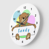 Personalisierte Teddy-Bärenuhren Große Wanduhr (Winkel)
