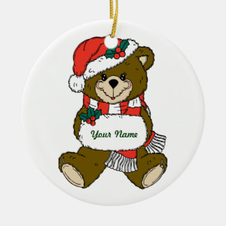 Personalisierte Teddy-Bärn-Weihnachtsverzierung Keramikornament