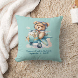 Personalisierte Teddy Bear Airplane Baby Boy Gift Kissen