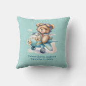 Personalisierte Teddy Bear Airplane Baby Boy Gift Kissen (Rückseite)