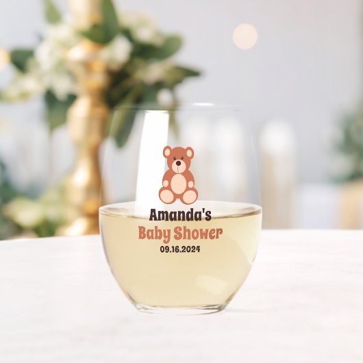 Personalisierte Teddy Bear Baby Dusche Gastgeschen Weinglas Ohne Stiel (Insitu (Hochzeit))