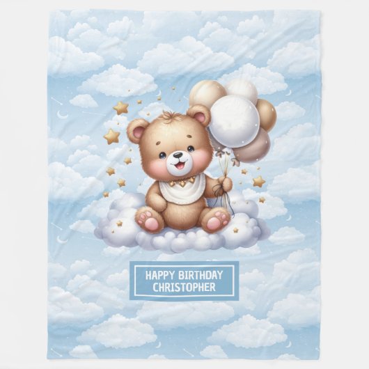 Personalisierte Teddydecke für das erste Jahr Fleecedecke (Vorderseite)