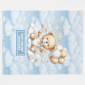 Personalisierte Teddydecke zum ersten Geburtstag Fleecedecke (Vorderseite (Horizontal))